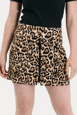 Leopard Zip Front Skirt