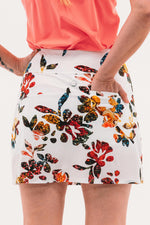 Graphic Floral Skirt | White